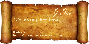 Jánossy Korinna névjegykártya